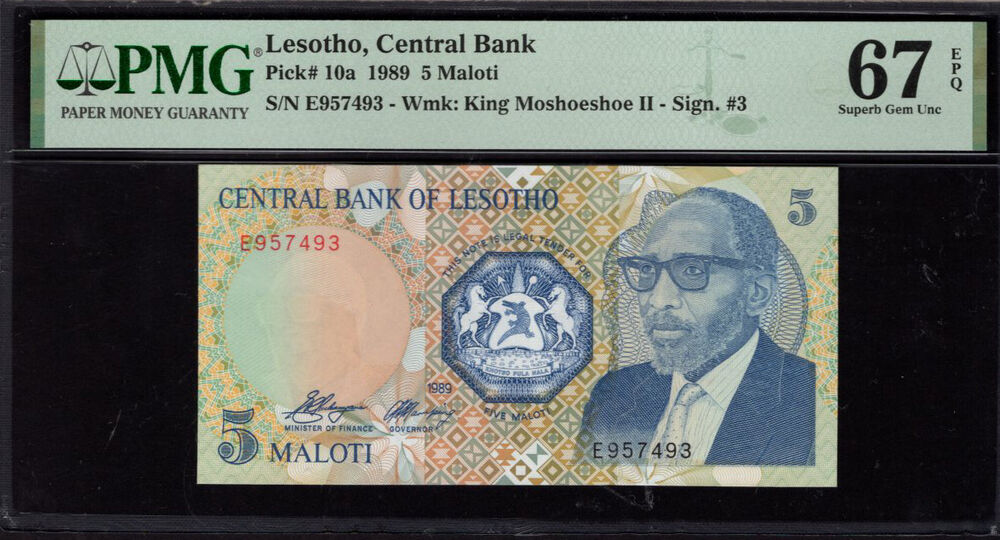 Lesotho - 5 Maloti 1989 - Pick # 10a - PMG 67 EPQ