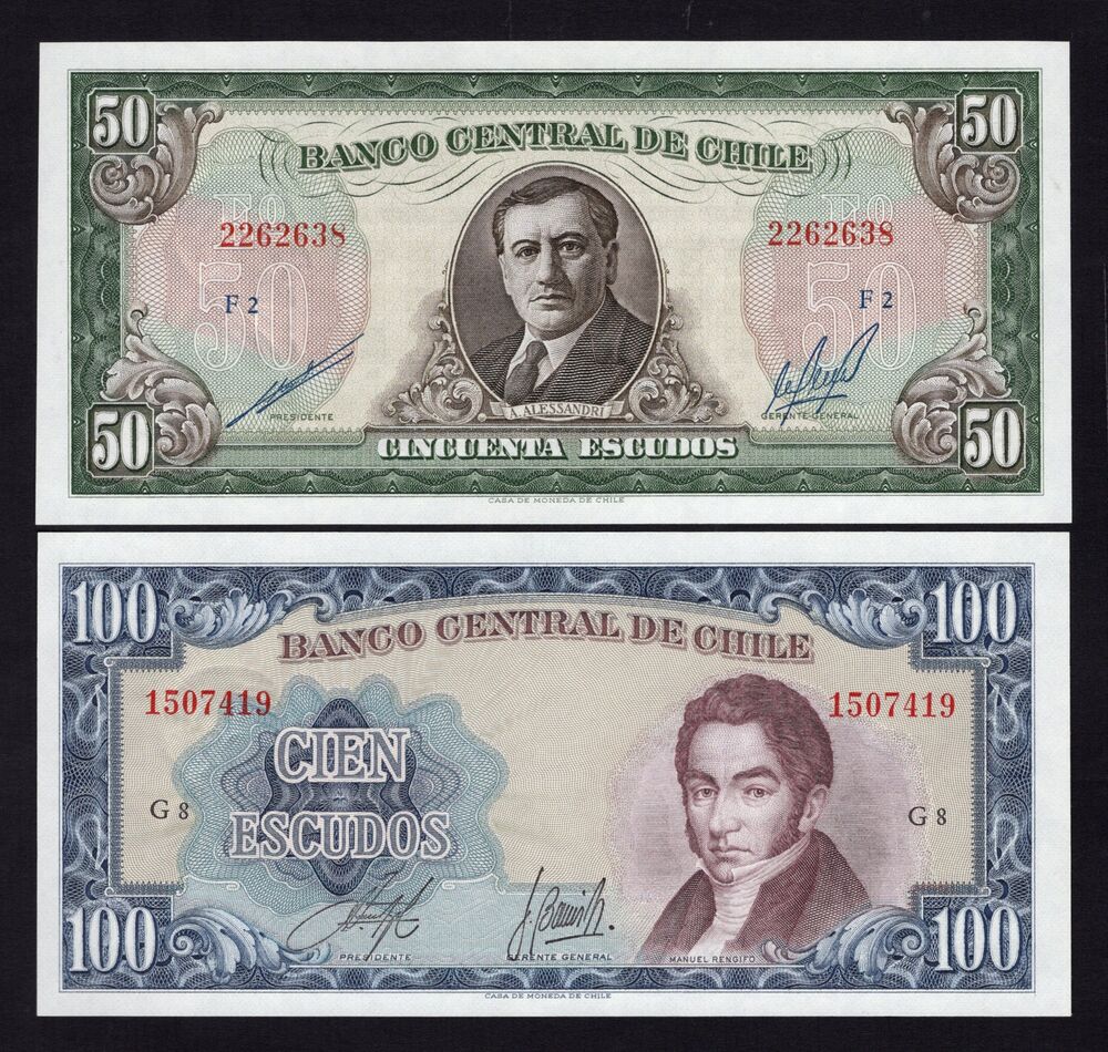 Chile - 50 & 100 Escudos 1962/75 - Pick # 140, 141 - UNC