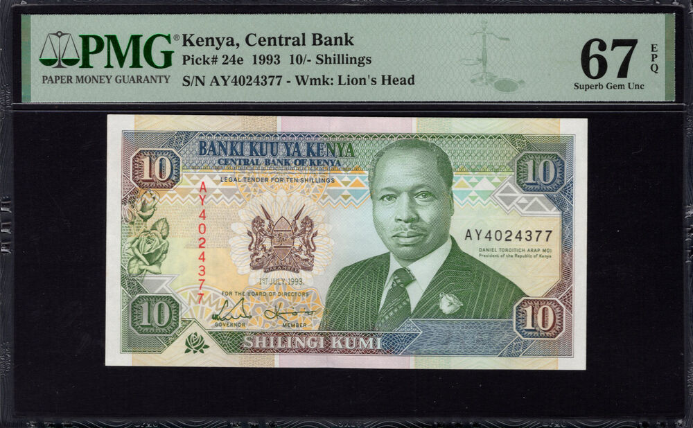 Kenya - 10 Shillings 1993 - Pick # 24e - PMG 67 EPQ