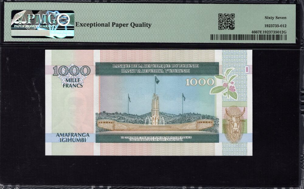 Burundi - 1000 Francs 2009 - Pick # 46 - PMG 67 EPQ