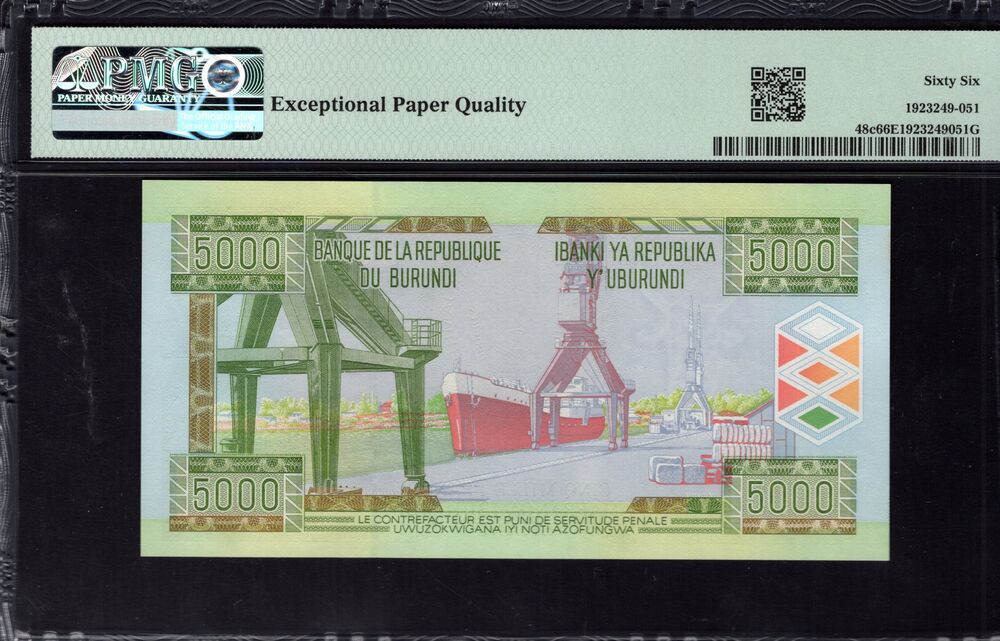 Burundi - 5000 Francs 2013 - Pick # 48c - PMG 66 EPQ