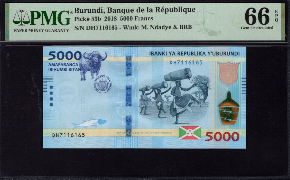 Burundi - 5000 Francs 2018 - Pick # 53b - PMG 66 EPQ