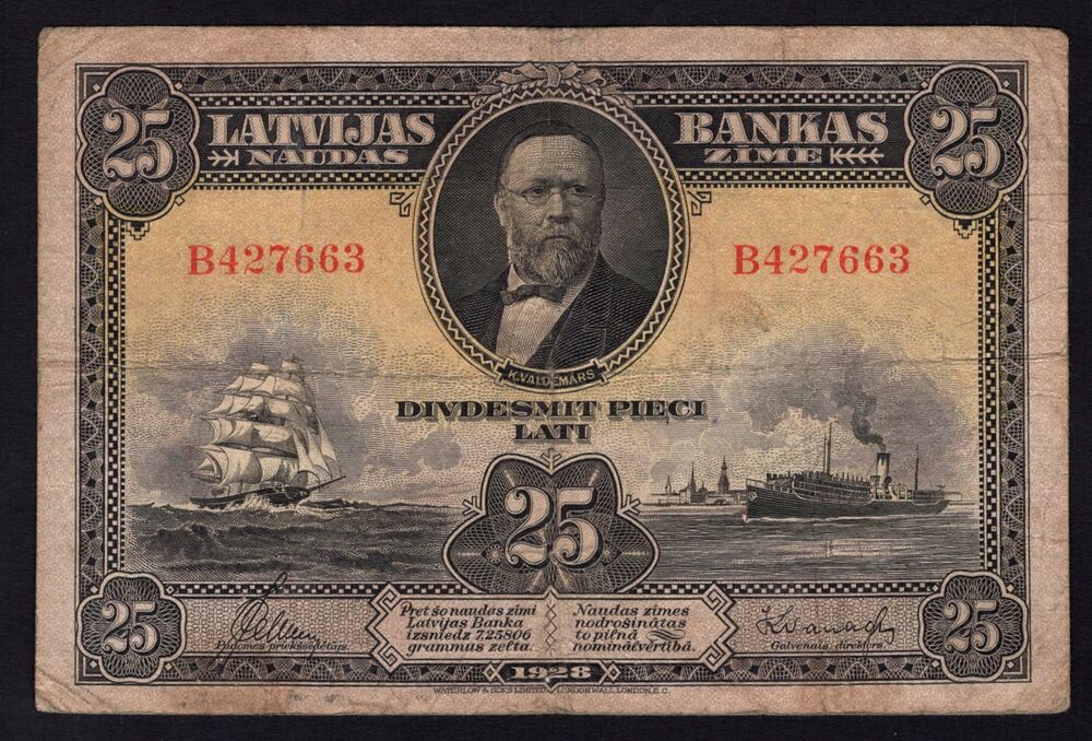 Latvia - 25 Lati 1928 - Pick # 18 - Fine