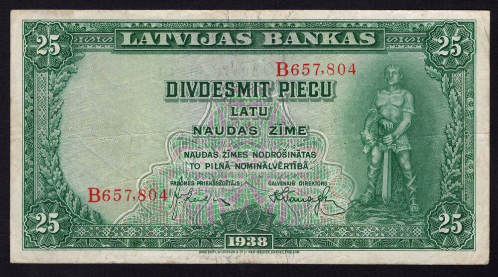 Latvia - 25 Lati 1938 - Pick # 21 - F/VF