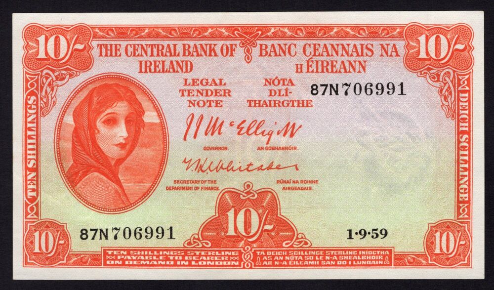 Ireland - 10 Shillings 1959 - Pick # 56d - XF