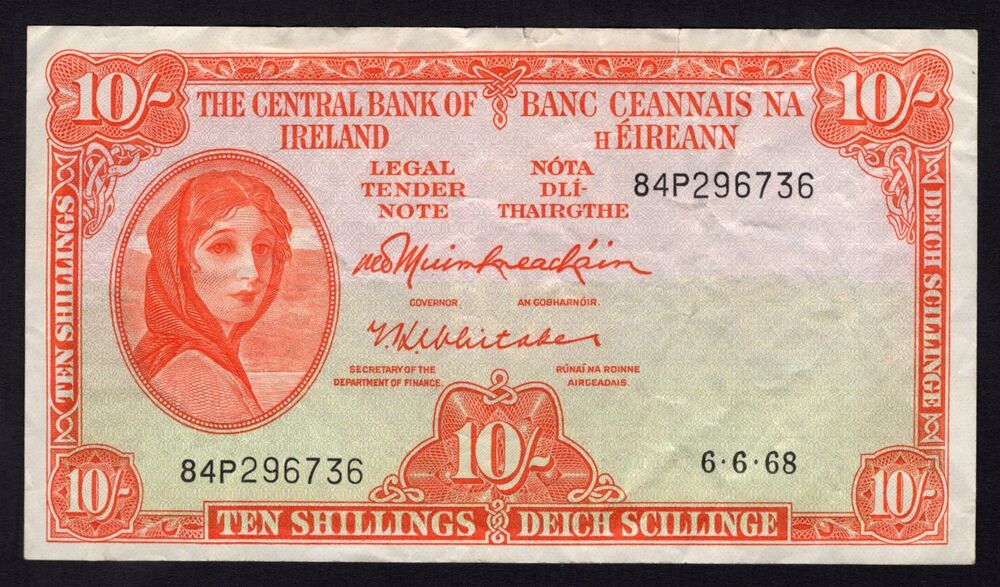 Ireland - 10 Shillings 1968 - Pick # 63 - Fine
