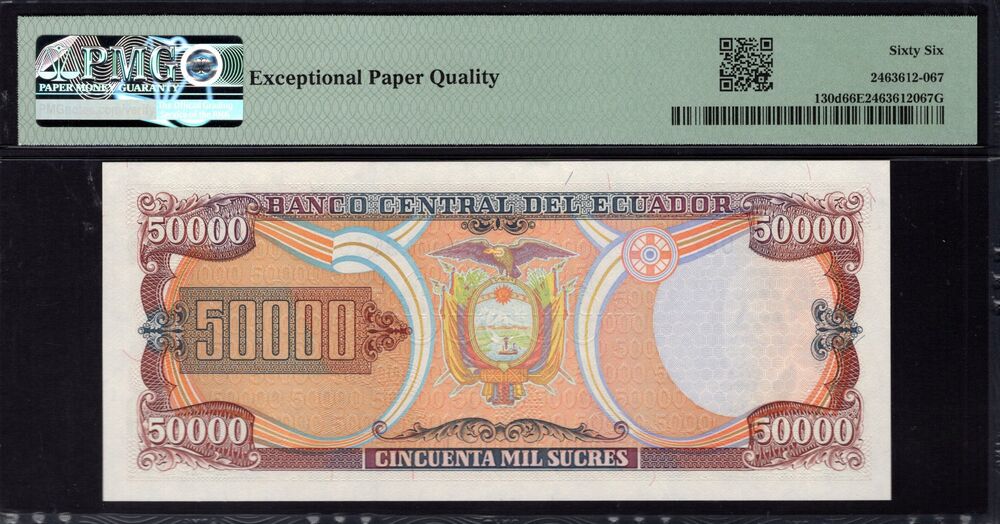 Ecuador - 50.000 Sucres 1999 - Pick # 130d - PMG 66 EPQ