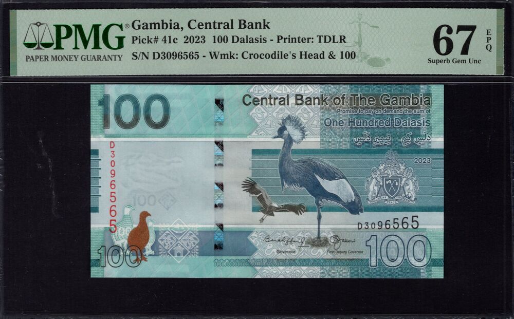 Gambia - 100 Dalasis 2023 - Pick # 41c - PMG 67 EPQ