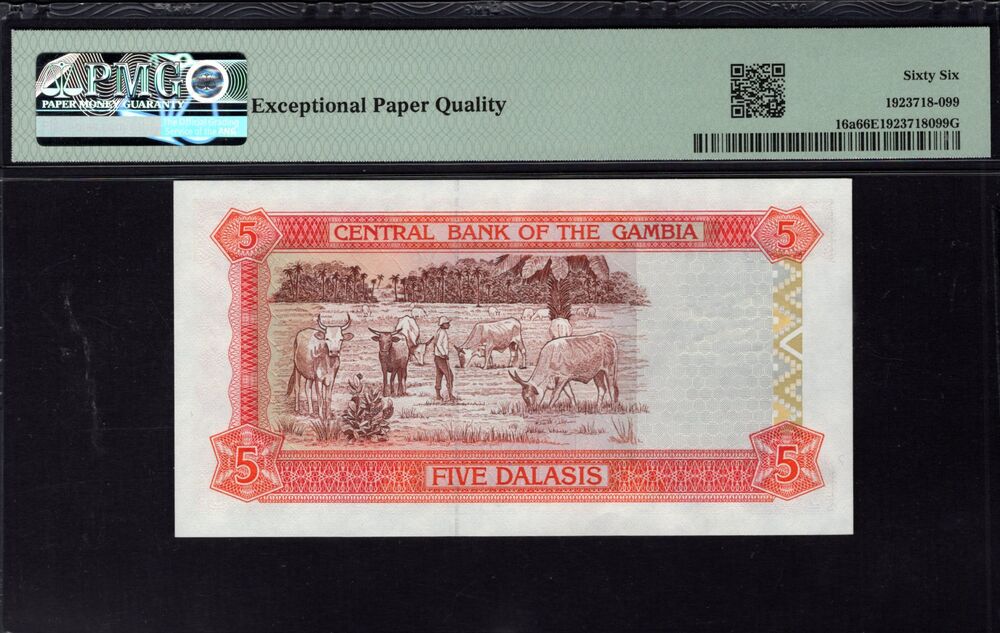 Gambia - 5 Dalasis 1996 - Pick # 16a - PMG 66 EPQ