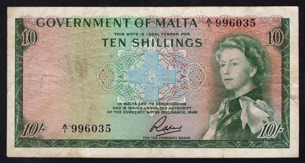Malta - 10 Shillings L.1949 - Pick # 25 - Fine