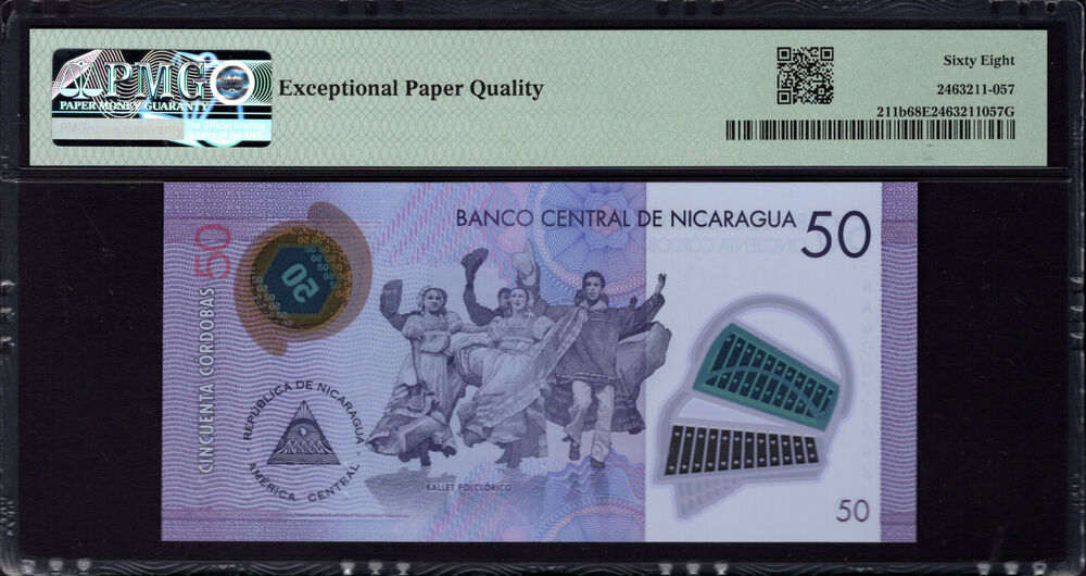 Nicaragua - 50 Córdobas 2021 - Pick # 211b - PMG 68 EPQ