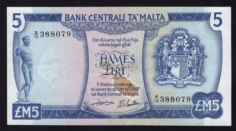 Malta - 5 Liri L.1967 - Pick # 32 - VF