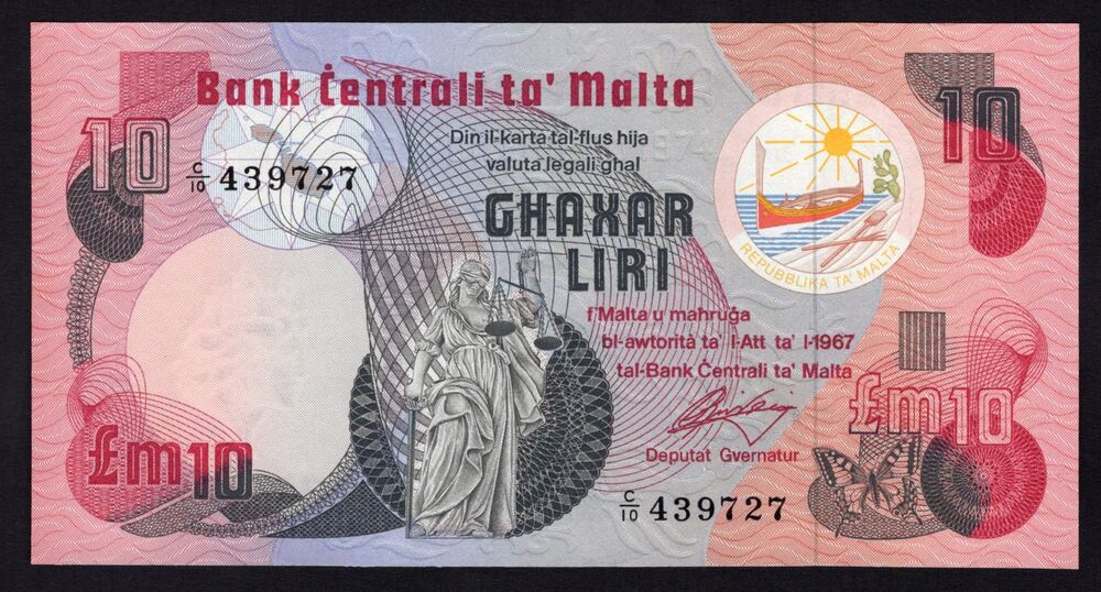 Malta - 10 Liri L.1967 - Pick # 36a - AU