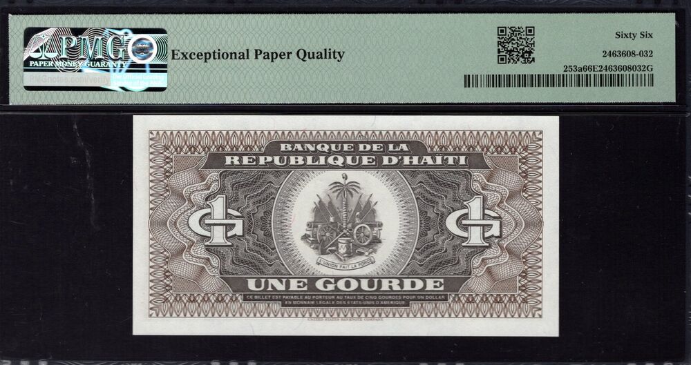 Haiti - 1 Gourde 1989 - Pick # 253a - PMG 66 EPQ