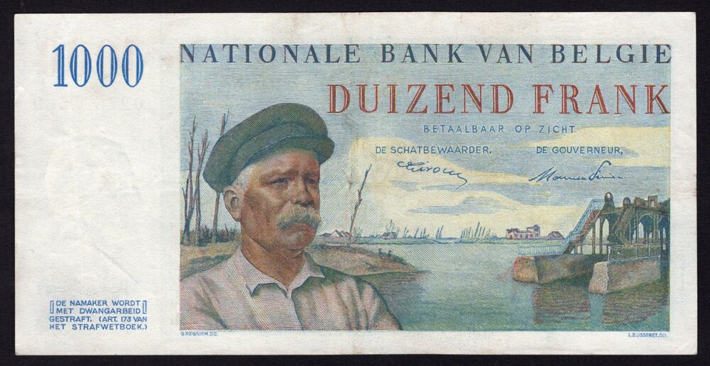 Belgium - 1000 Francs 1950 - Pick # 131 - VF