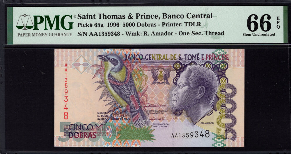 Sao Tome and Principe - 5000 Dobras 1996 - Pick # 65a - PMG 66 EPQ