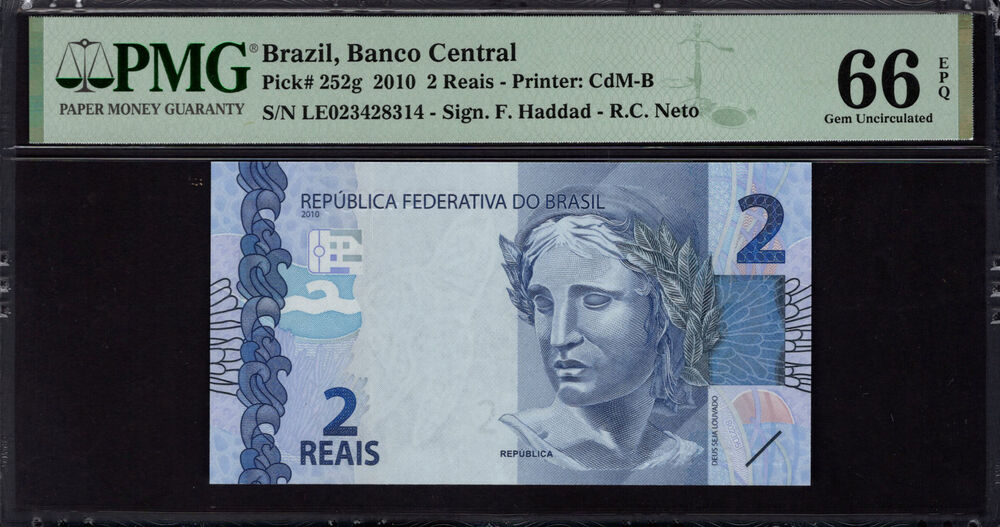 Brazil - 2 Reais 2010 - Pick # 252g - PMG 66 EPQ