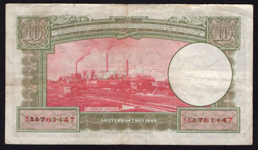 Netherlands - 10 Gulden 1945 - Pick # 75b - aVF