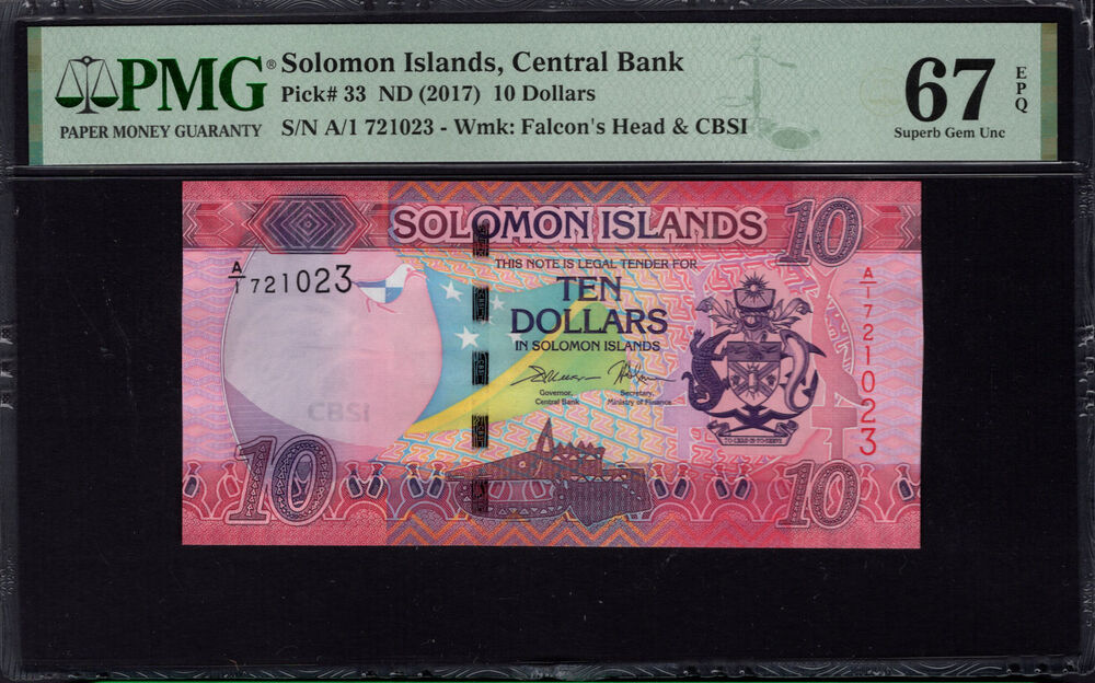 Solomon Islands - 10 Dollars 2017 - Pick # 33 - PMG 67 EPQ
