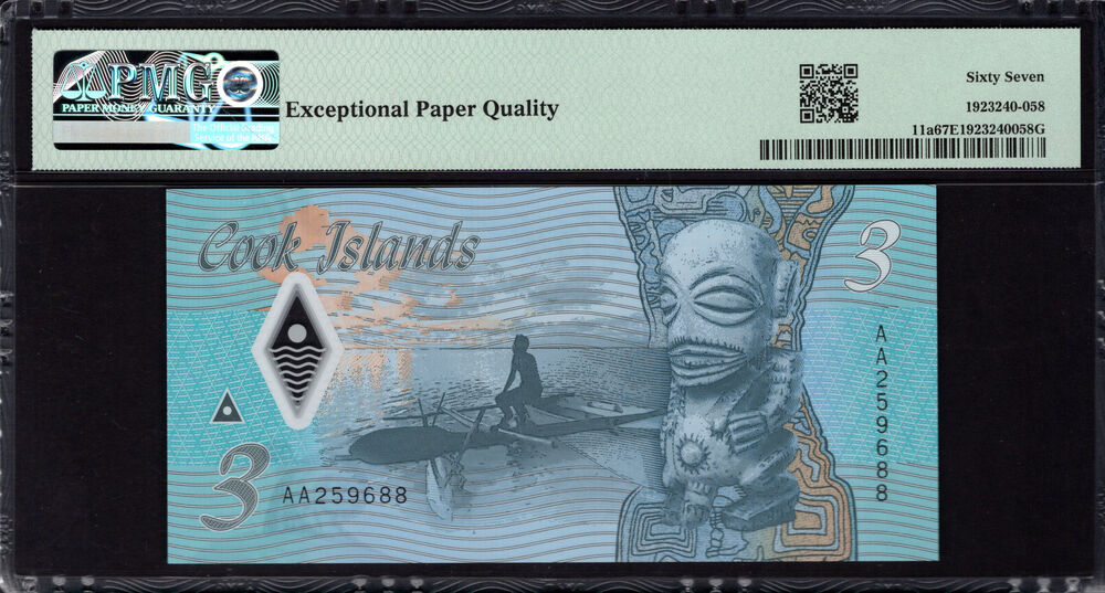 Cook Islands - 3 Dollars 2021 - Pick # 11a - PMG 67 EPQ