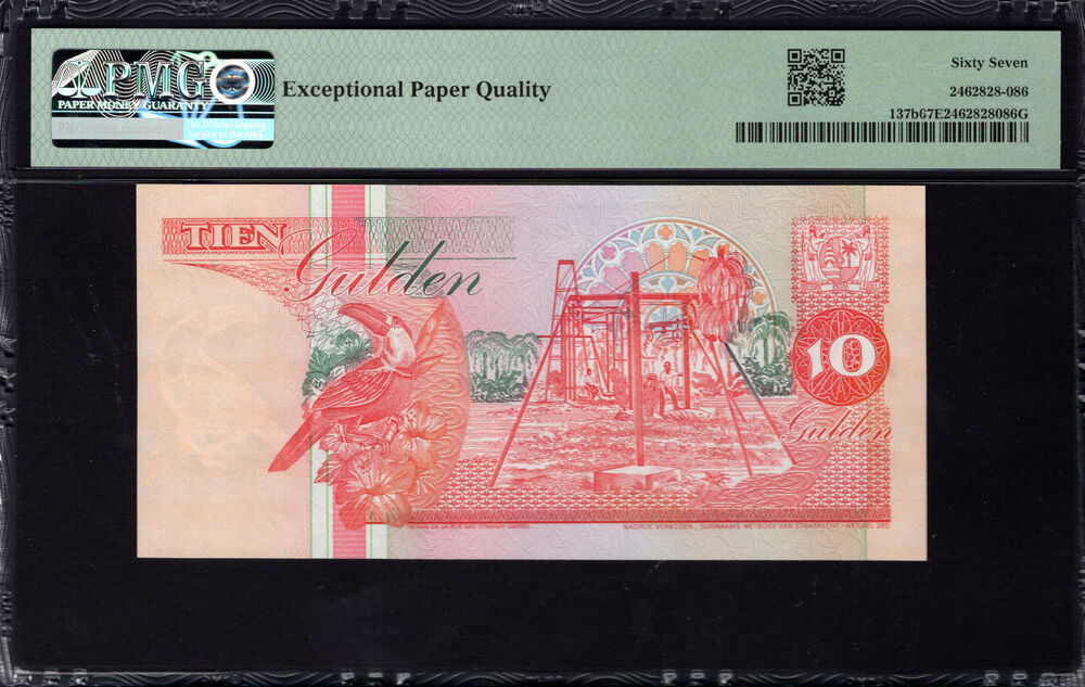 Suriname - 10 Gulden 1995 - Pick # 137b - PMG 67 EPQ