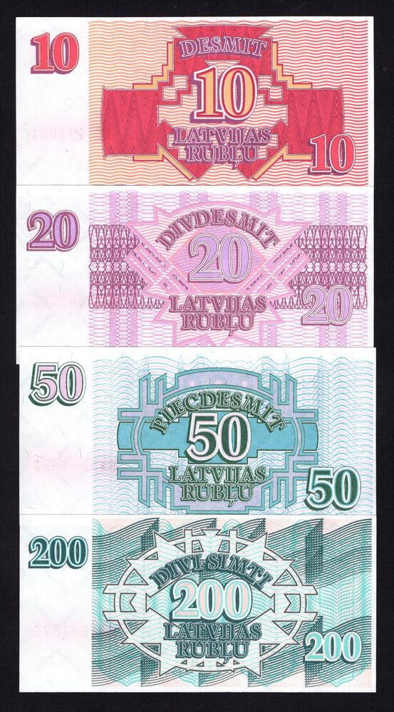 Latvia - 10 to 200 Rublu 1992 - Pick # 38-41 - UNC
