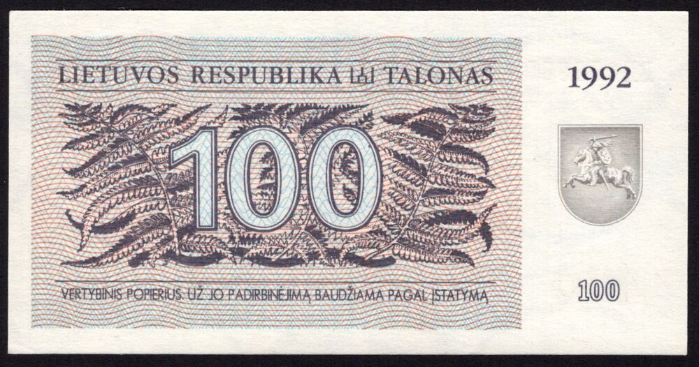 Lithuania - 100 Talonas 1992 - Pick # 42 - UNC