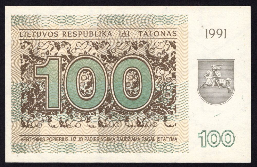 Lithuania - 100 Talonas 1991 - Pick # 38b - UNC