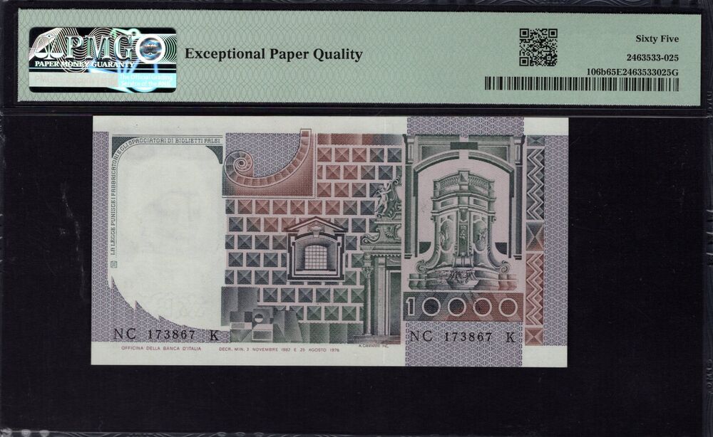 Italy - 10.000 Lire 1980 - Pick # 106b - PMG 65 EPQ