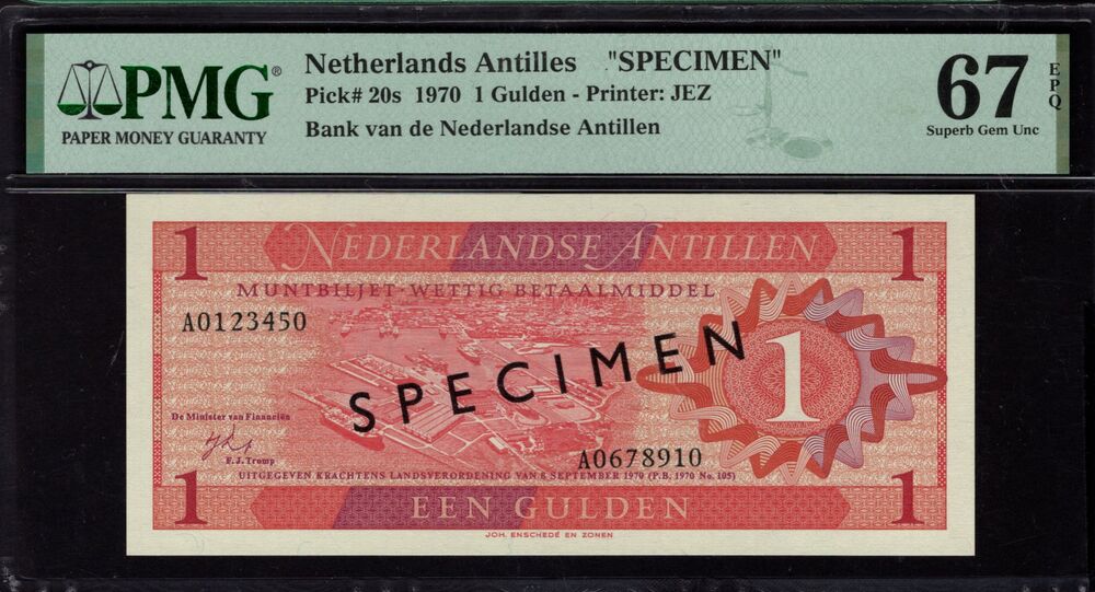 Netherlands Antilles - 1 Gulden 1970 - Pick # 20s - PMG 67 EPQ