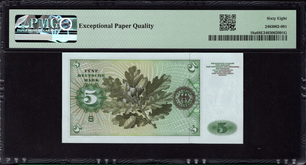 Germany - 5 Deutsche Mark 1960 - Pick # 18a - PMG 68 EPQ