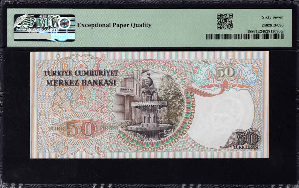 Turkey - 50 Lira 1970 - Pick # 188 - PMG 67 EPQ