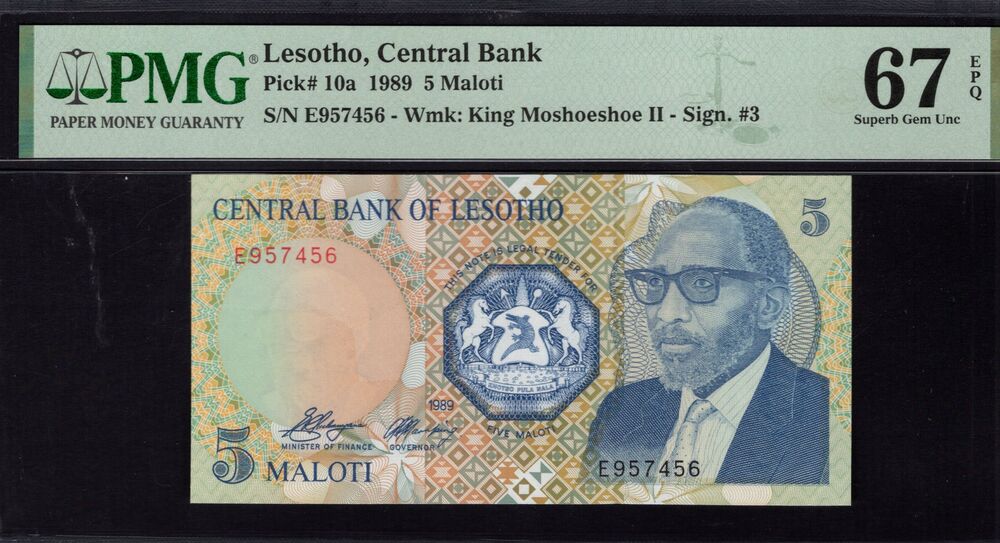 Lesotho - 5 Maloti 1989 - Pick # 10a - PMG 67 EPQ