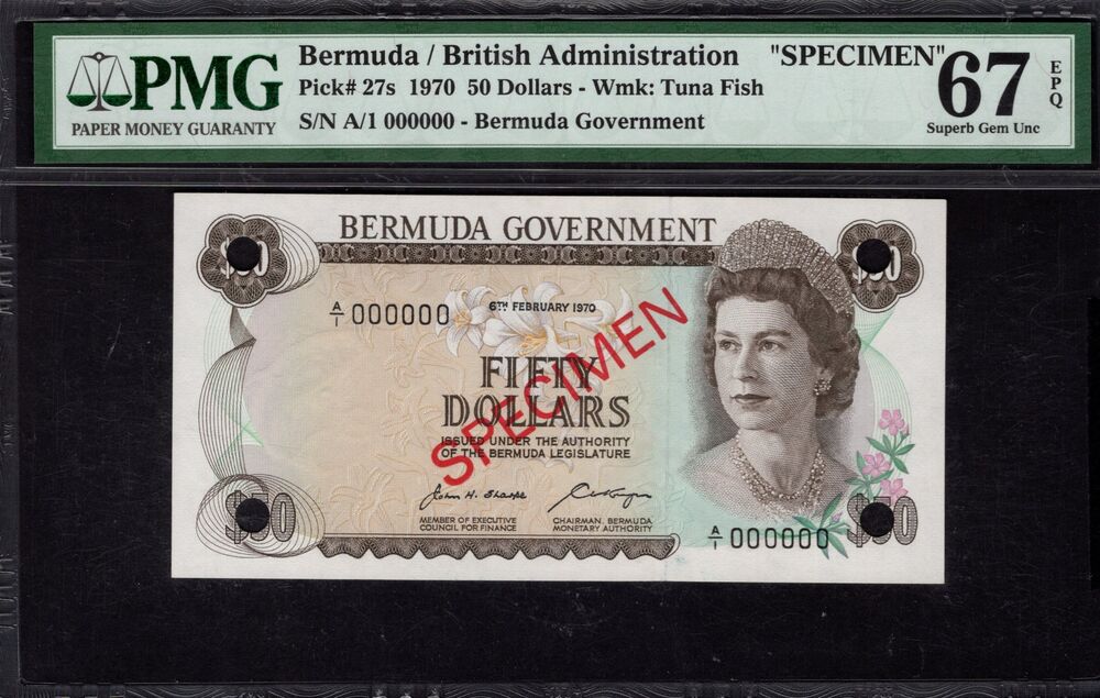 Bermuda - 50 Dollars 1970 - Pick # 27s - PMG 67 EPQ