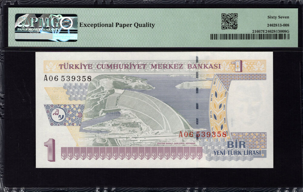 Turkey - 1 New Lira 2005 - Pick # 216 - PMG 67 EPQ