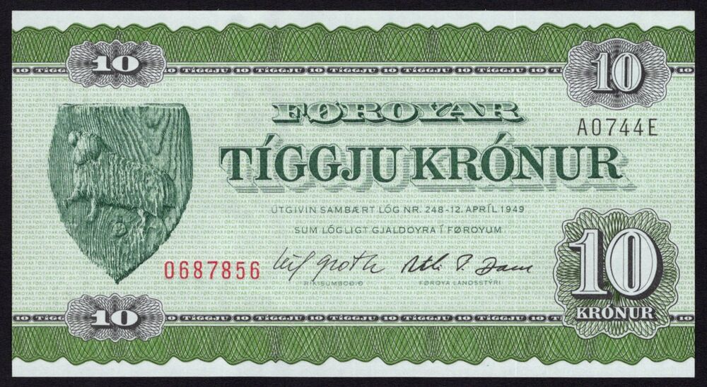 Faeroe Islands - 10 Kronur 1974 - Pick # 18 - UNC