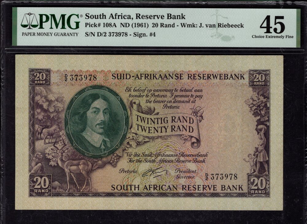 South Africa - 20 Rand 1961 - Pick # 108A - PMG 45