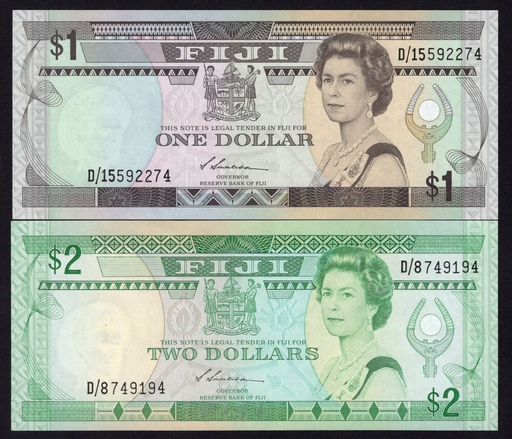 Fiji - 1 & 2 Dollars 1987/88 - Pick # 86, 87 - UNC