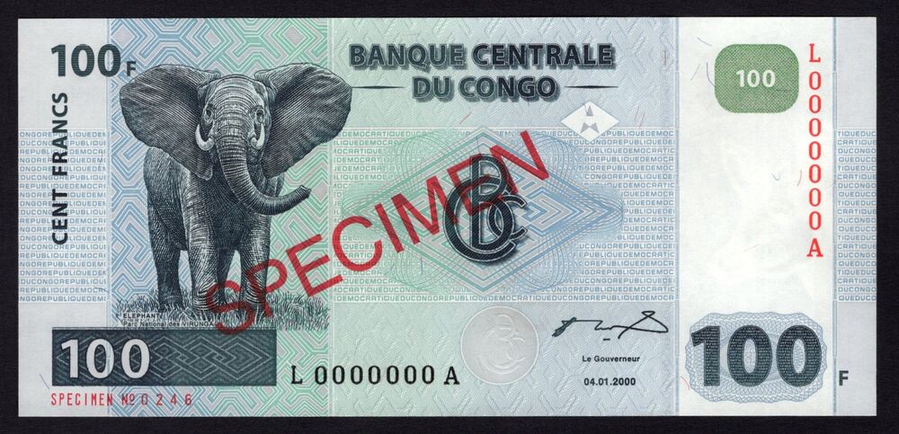 Congo DR - 100 Francs 2000 - Specimen - Pick # 92 - UNC-