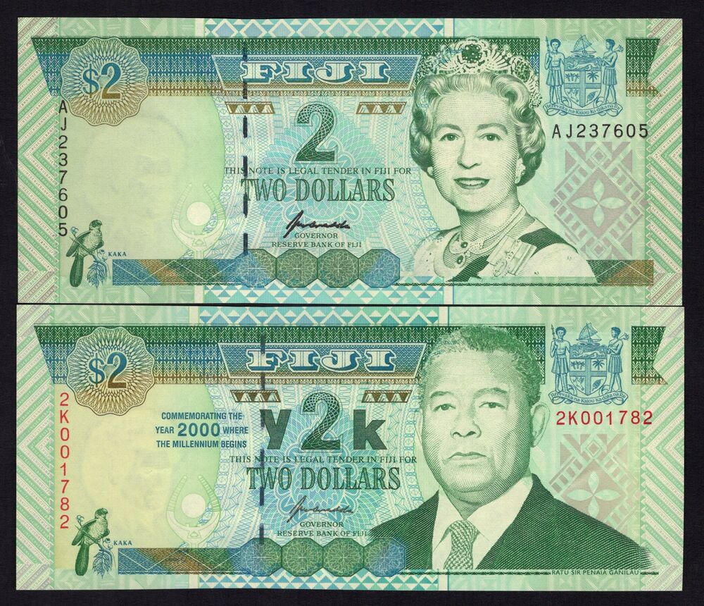 Fiji - 2 x 2 Dollars 1996/2000 - Pick # 96b, 102 - AU/UNC