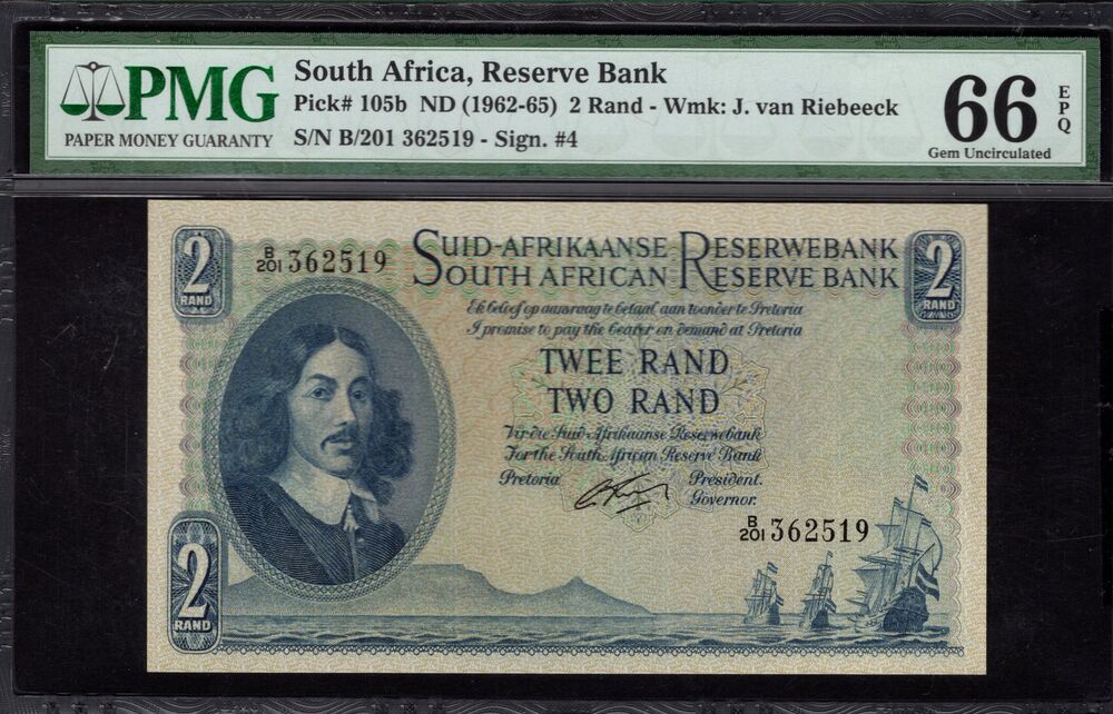 South Africa - 2 Rand 1962 - Pick # 105b - PMG 66 EPQ