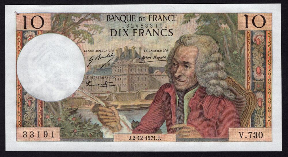 France - 10 Francs 1971 - Pick # 147d - AU