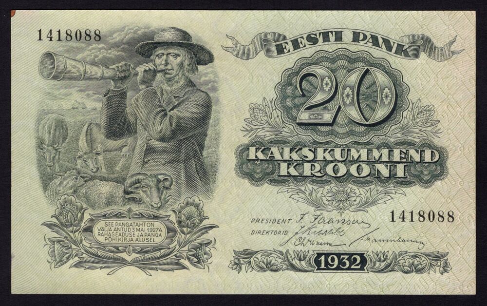 Estonia - 20 Krooni 1932 - Pick # 64 - AU