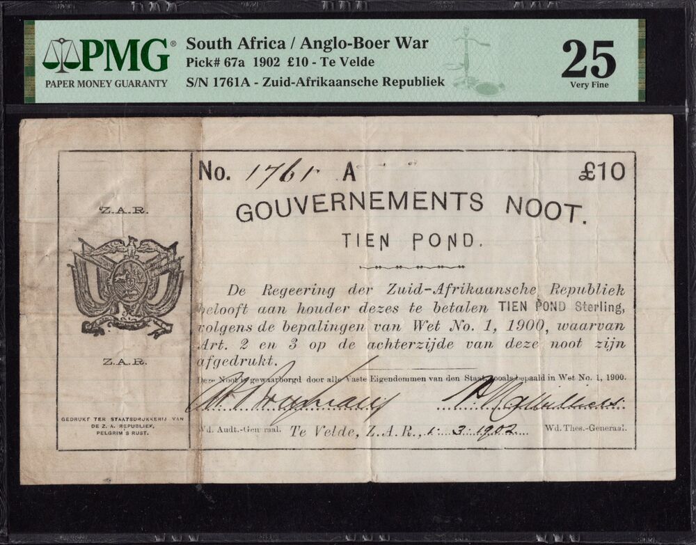 South Africa - 10 Pound 1902 - Pick # 67a - PMG 25