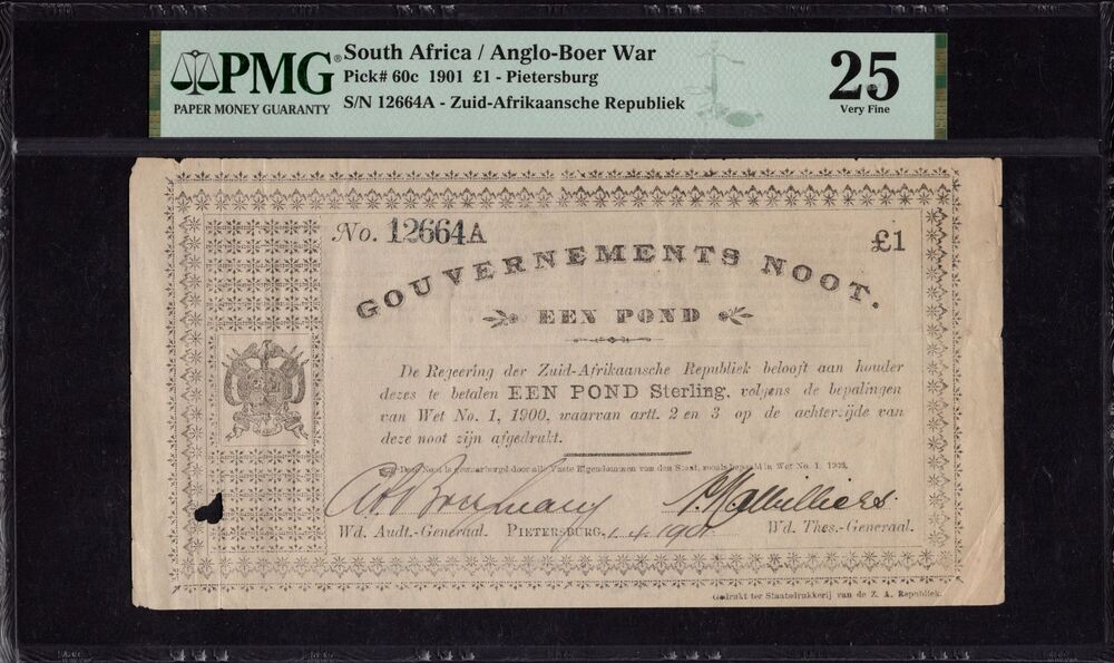 South Africa - 1 Pound 1901 - Pick # 60c - PMG 25