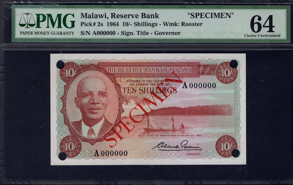 Malawi - 10 Shillings 1964 - Pick # 2s - PMG 64