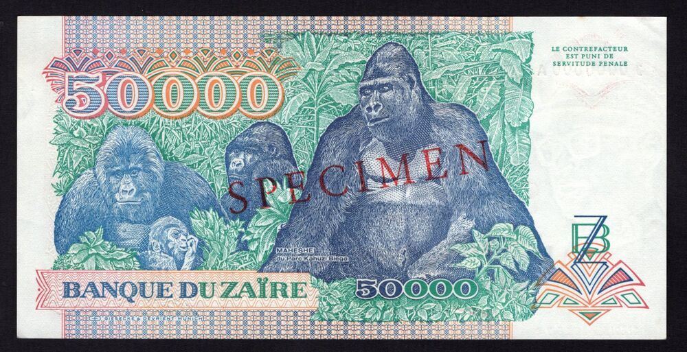 Zaire - 50.000 Zaires 1991 - Pick # 40 - Specimen - AU