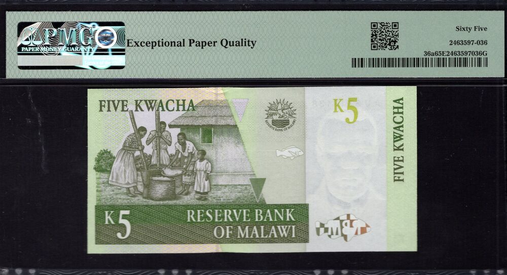 Malawi - 5 Kwacha 1997 - Pick # 36a - PMG 65 EPQ
