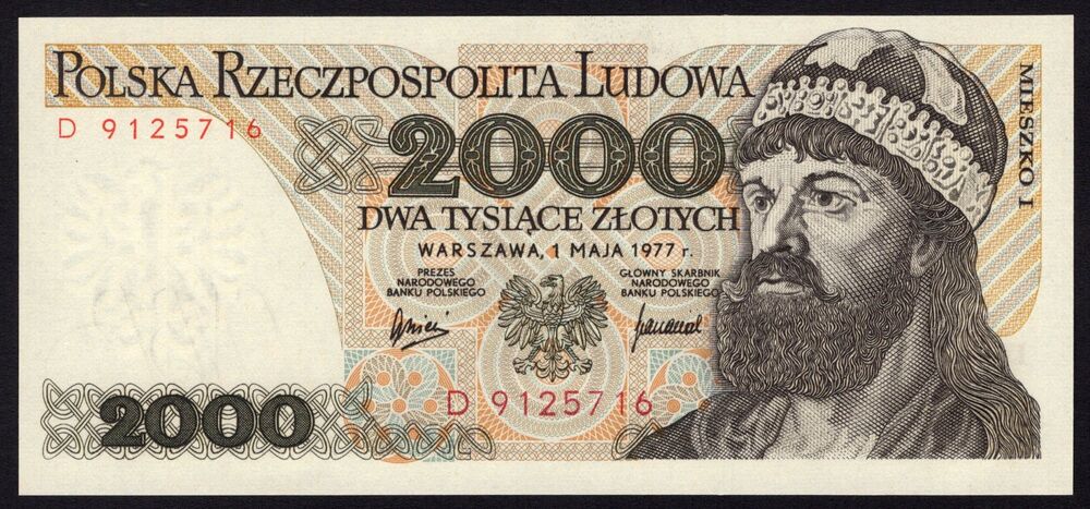 Poland - 2000 Zlotych 1977 - Pick # 147a - UNC