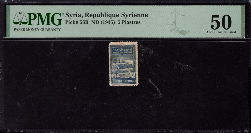 Syria - 5 Piastres 1945 - Pick # 56B - PMG 50